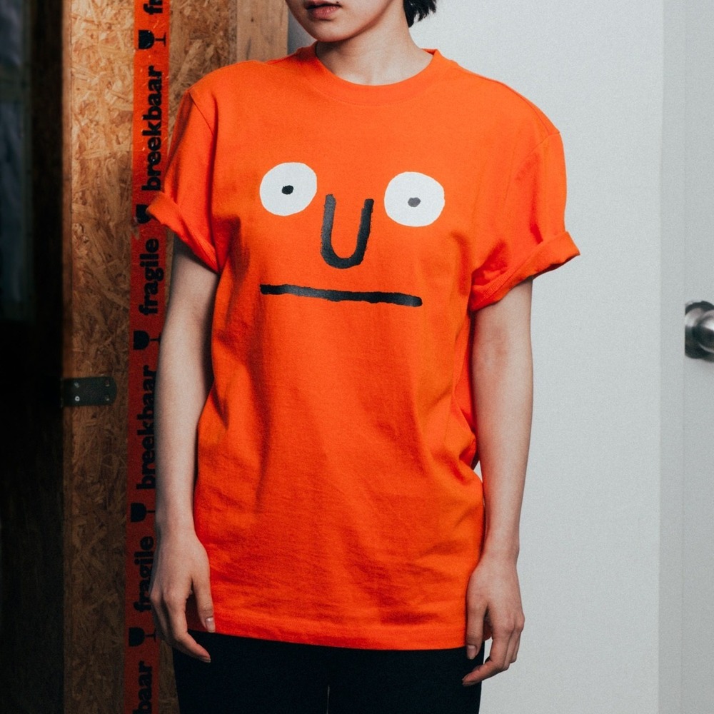 NouNou by Jean Jullien Orange Graphic Face T-Shirt Stereo Vinyls S